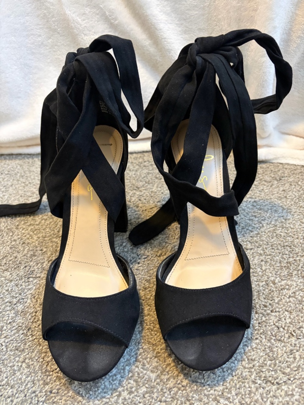 Lulus Black Wrap-Ankle High Heels - Picture 3 of 5